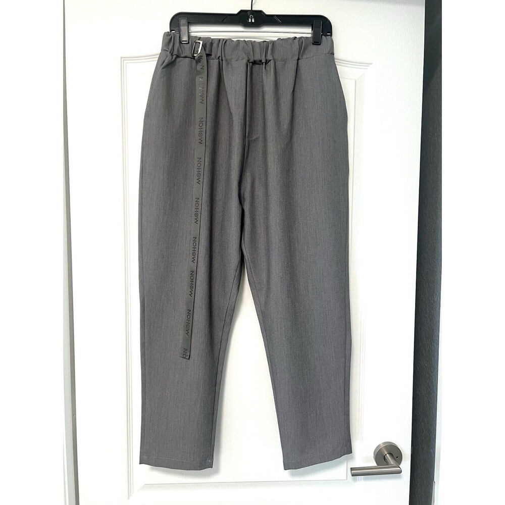 NOHOW Italy Woman’s Grey Relaxed Cropped Pants M/L 30 Elastic Waist Italy Luxe